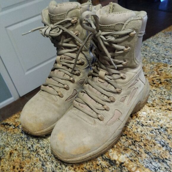 Reebok Rapid Response Tactical Boots Tan Beige 8" Leather Men’s 5M Women’s 7M 7 - Picture 4 of 12